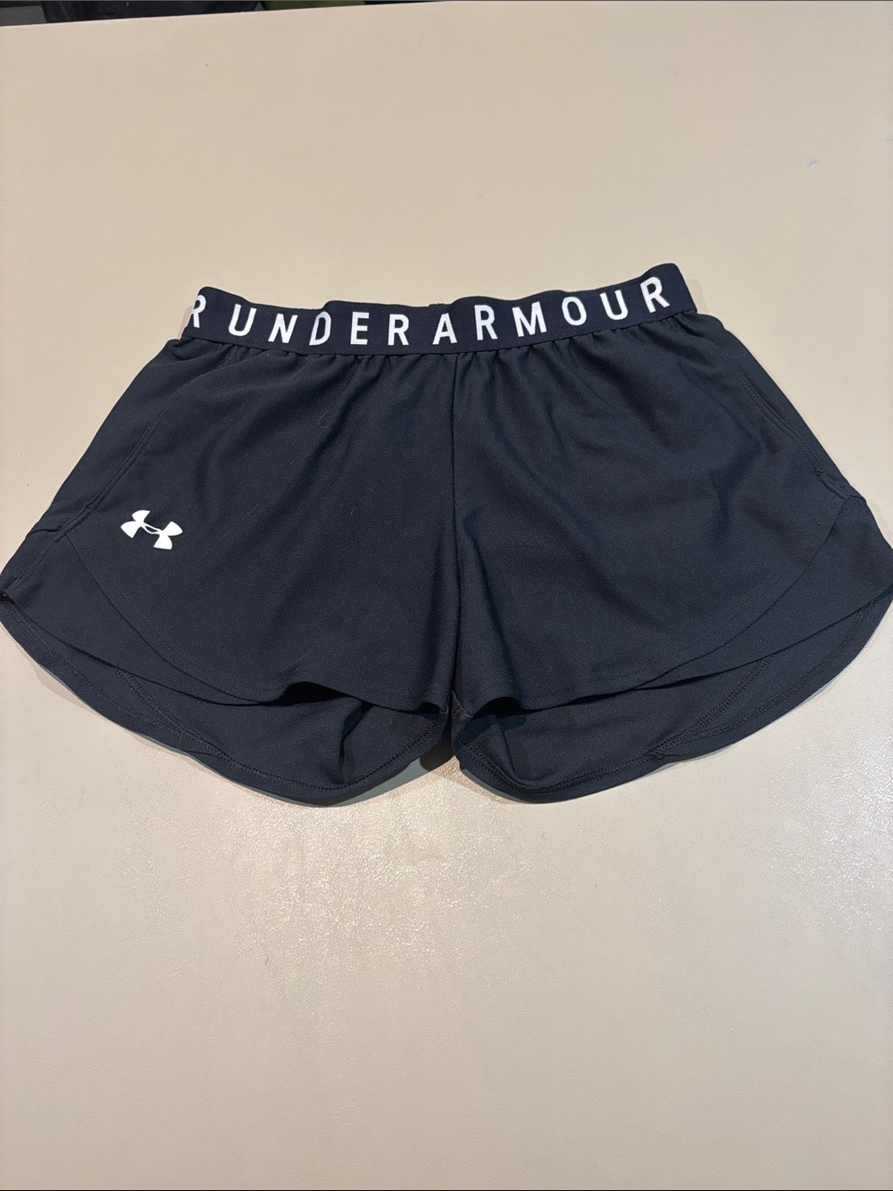 Under Armour Women’s Black Athletic Shorts with Logo Waistband